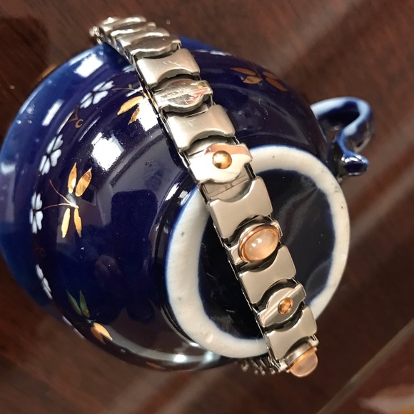 18K & SS stunning cabochon stones bracelet ITALY - Picture 11 of 13